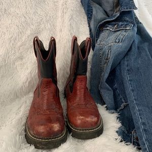 Blk/Drk Red Roper shorty boots size 7